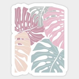 Abstract Pastel Colors Monstera Leaves Sticker